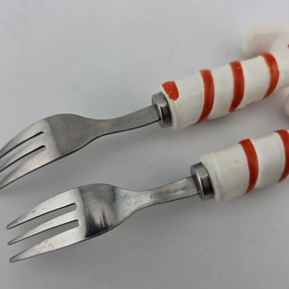 Christmas Holiday Hors D'Oeuvres Candy Cane Appetizer Forks Porcelain Japan